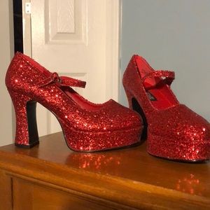 Halloween costume Red glitter high heels